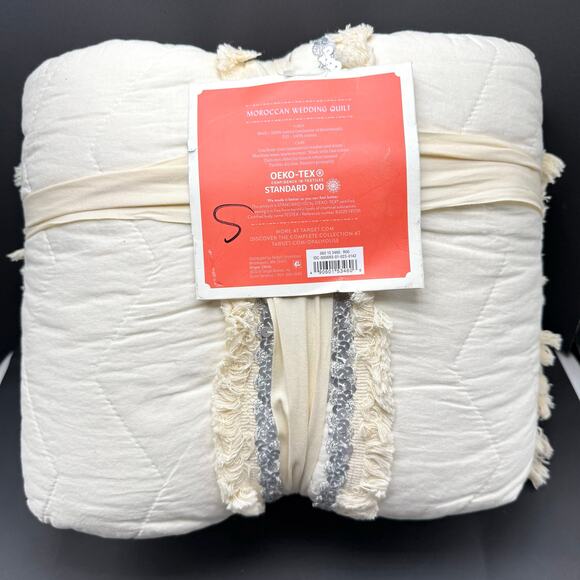 Opalhouse Moroccan Wedding Quilt Comforter Full Queen Cream Sequin Embroidered - Picture 7 of 8